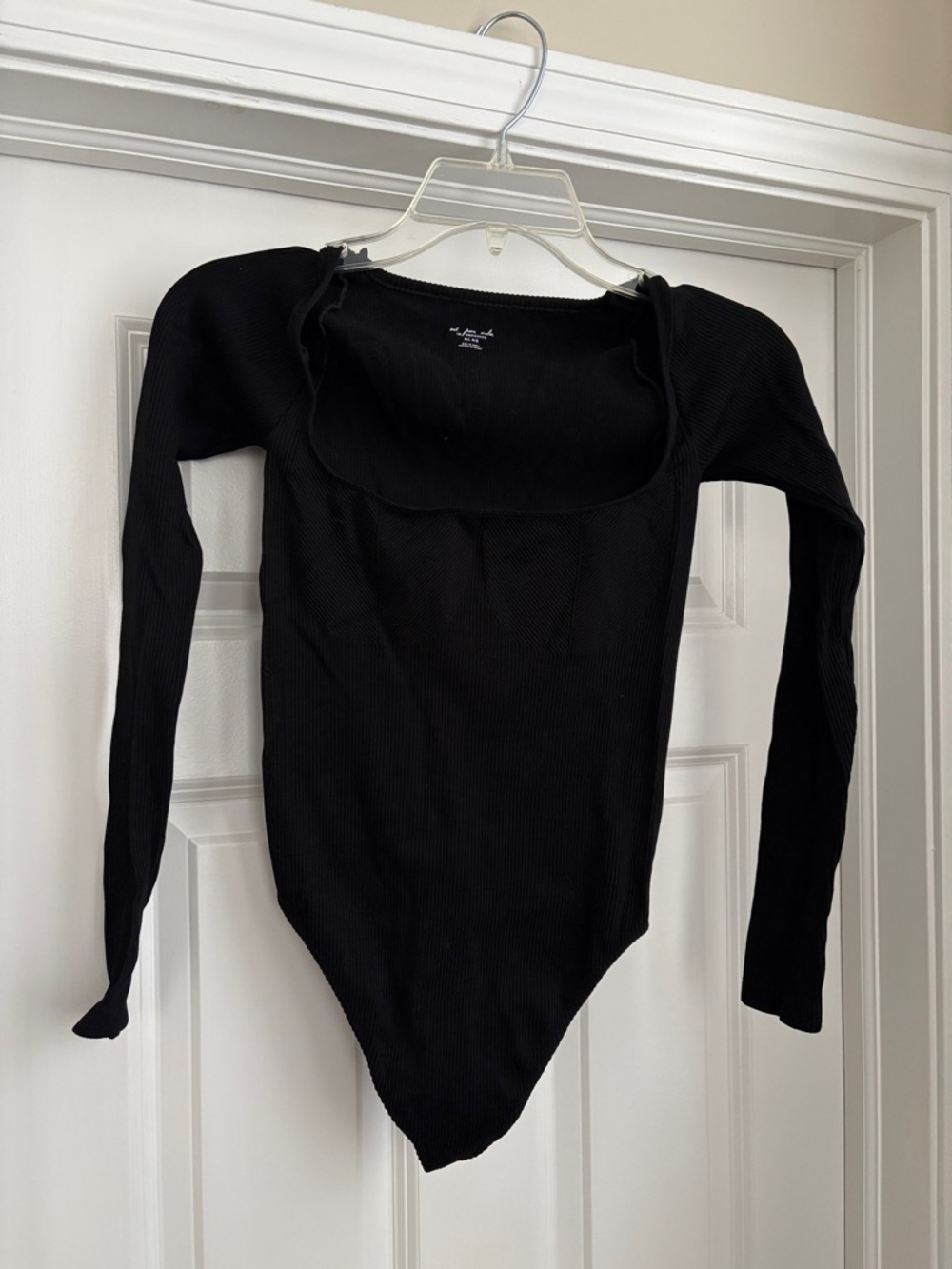 Urban Outfitters Out From Under Square Neck Corset Long Sleeve Black Bodysuit